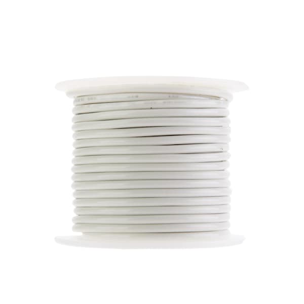 THHN Building Wire, Copper, 14 AWG, White, Solid, 100 ft